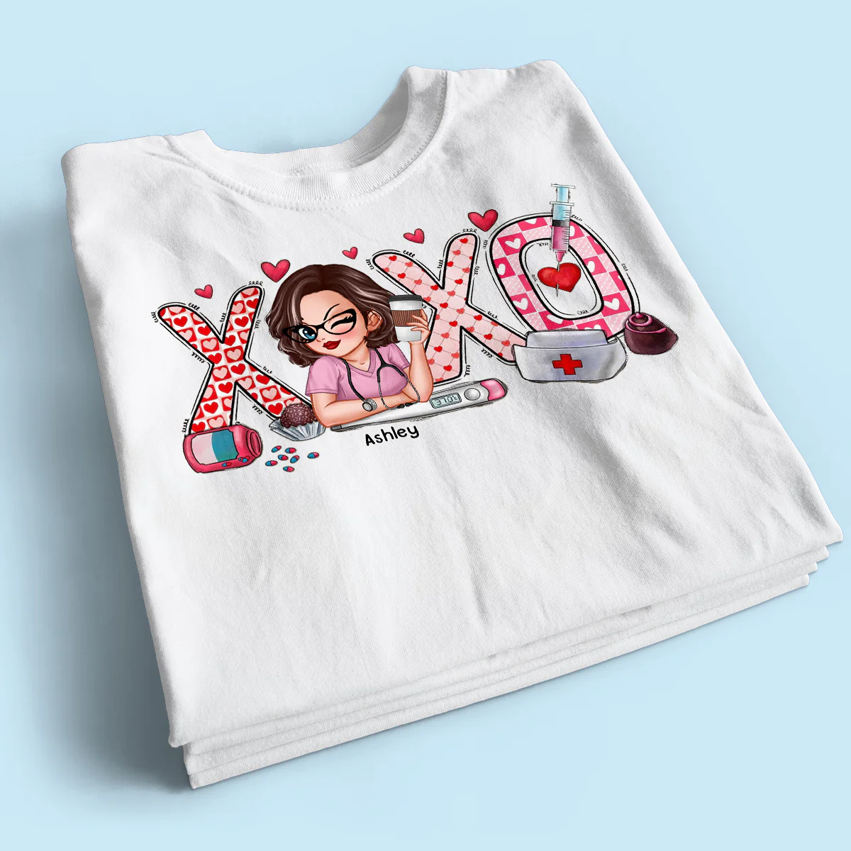 XOXO Nurse Valentines Day Shirt, Sweatshirt, Personalized Gift for Nurses - Image 3
