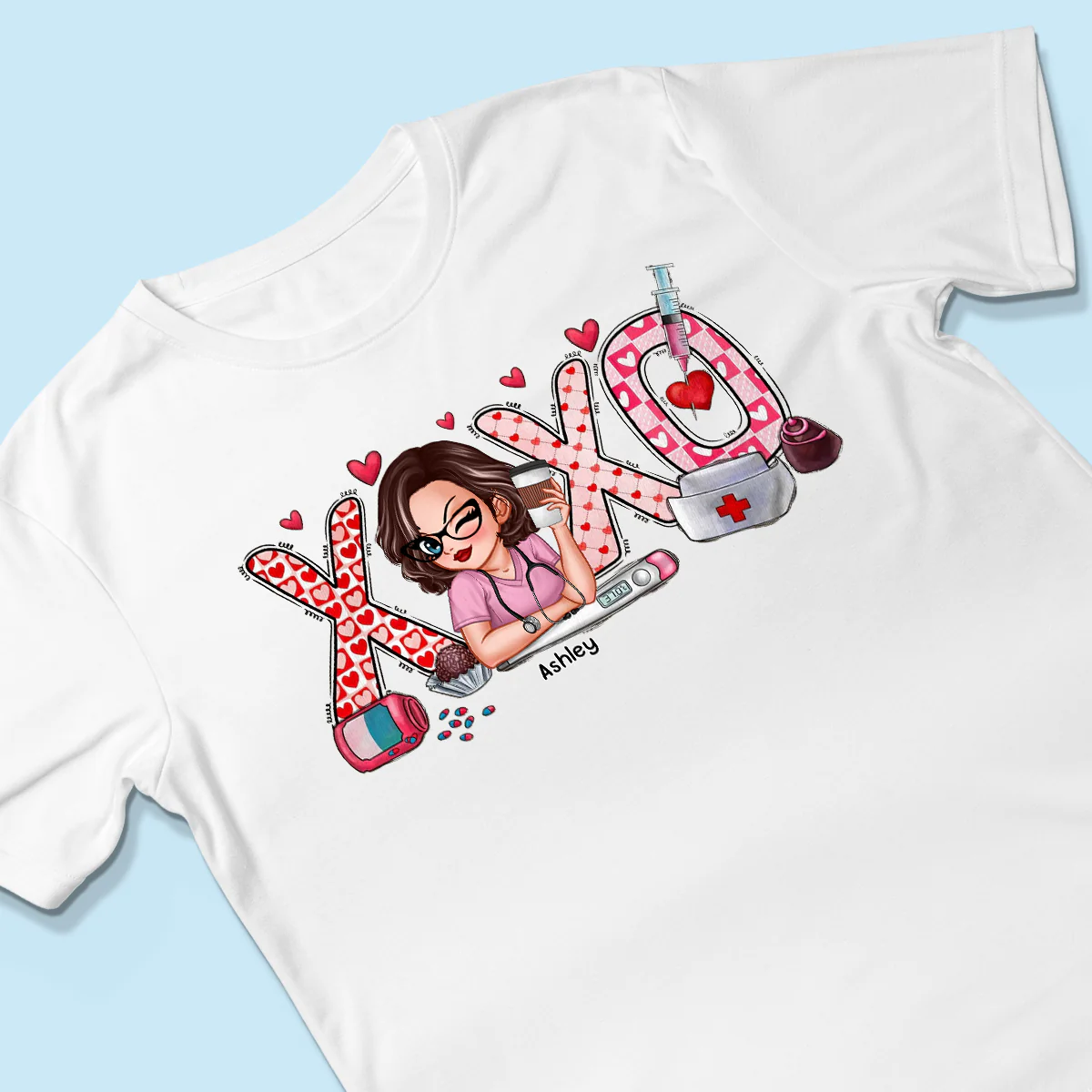 XOXO Nurse Valentines Day Shirt, Sweatshirt, Personalized Gift for Nurses - Image 4