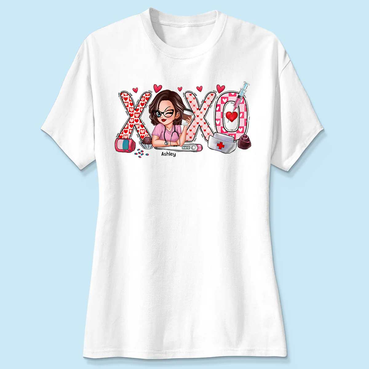 XOXO Nurse Valentines Day Shirt, Sweatshirt, Personalized Gift for Nurses - Image 5