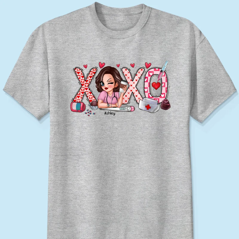 XOXO Nurse Valentines Day Shirt, Sweatshirt, Personalized Gift for Nurses - Image 9