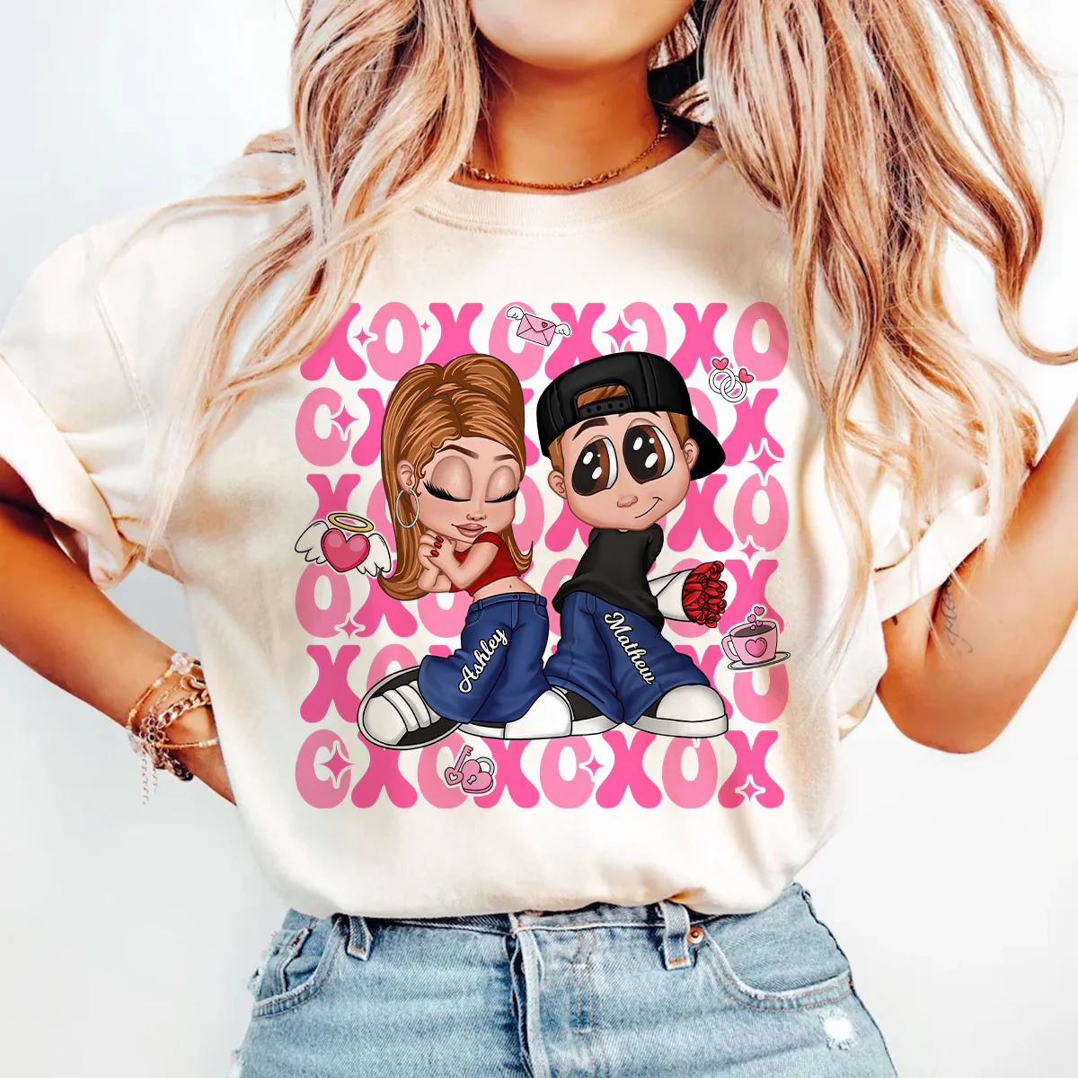 XOXO Y2K Couple Personalized Shirt, Gift for Him for Her
