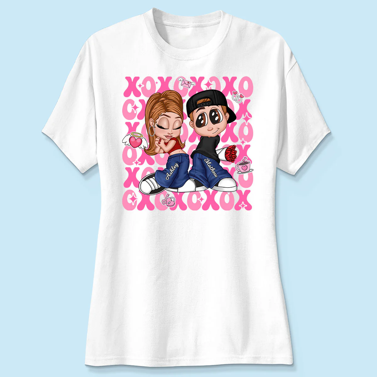 XOXO Y2K Couple Personalized Shirt, Gift for Him for Her - Image 6