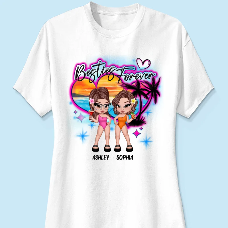 Y2K Besties Airbrushed Summer Beach Personalized Shirt - Image 11