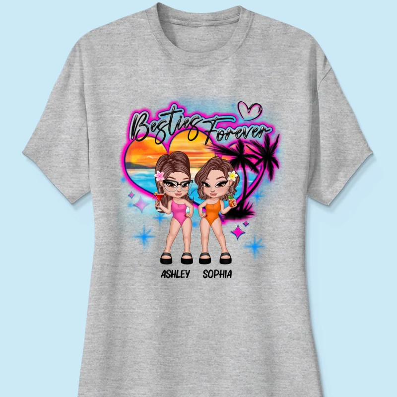 Y2K Besties Airbrushed Summer Beach Personalized Shirt - Image 12