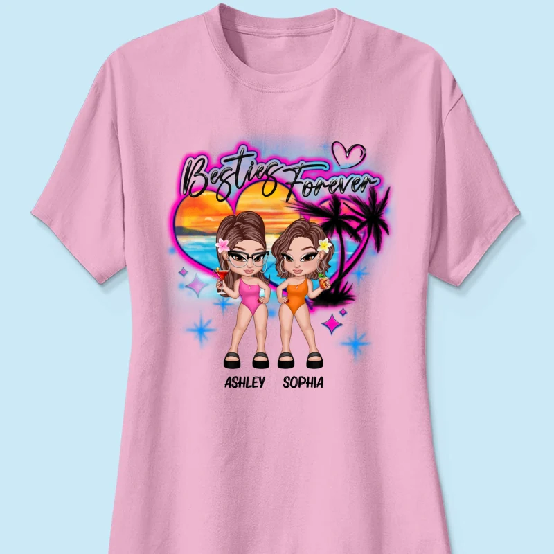 Y2K Besties Airbrushed Summer Beach Personalized Shirt - Image 13