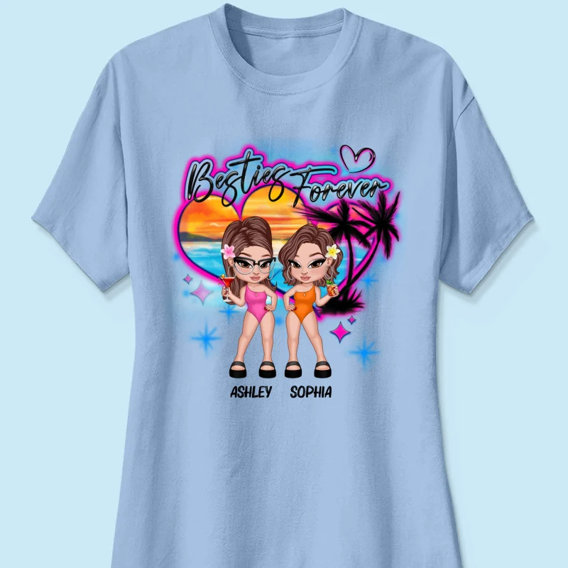 Y2K Besties Airbrushed Summer Beach Personalized Shirt - Image 14