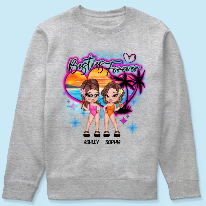 Y2K Besties Airbrushed Summer Beach Personalized Shirt - Image 20