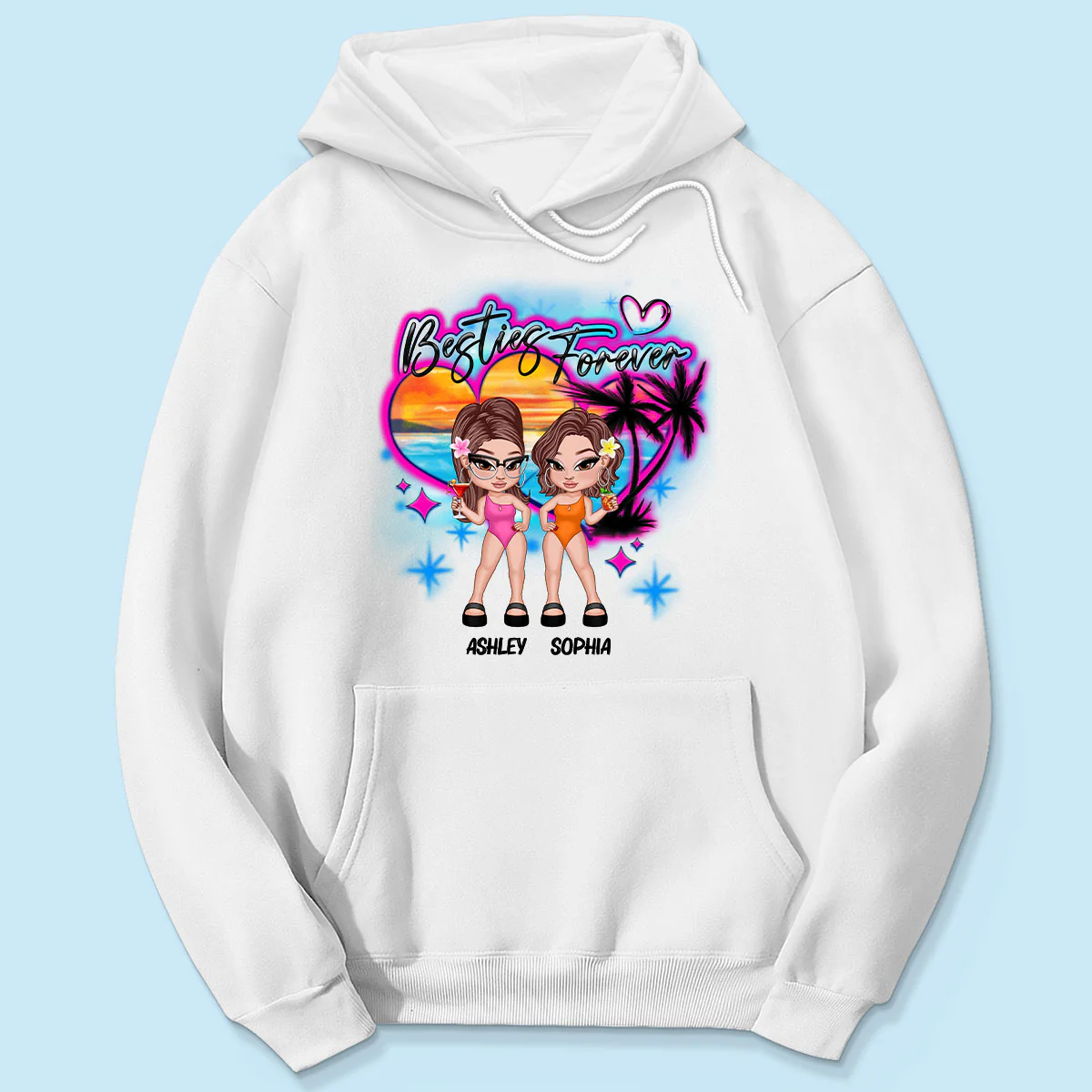 Y2K Besties Airbrushed Summer Beach Personalized Shirt - Image 5