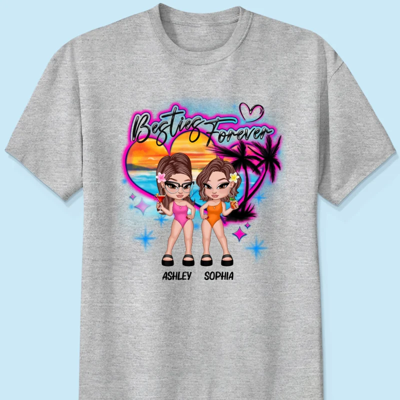 Y2K Besties Airbrushed Summer Beach Personalized Shirt - Image 8