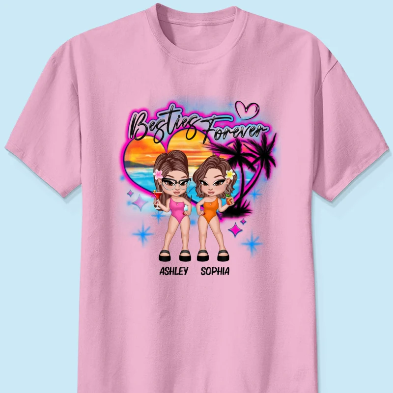 Y2K Besties Airbrushed Summer Beach Personalized Shirt - Image 9