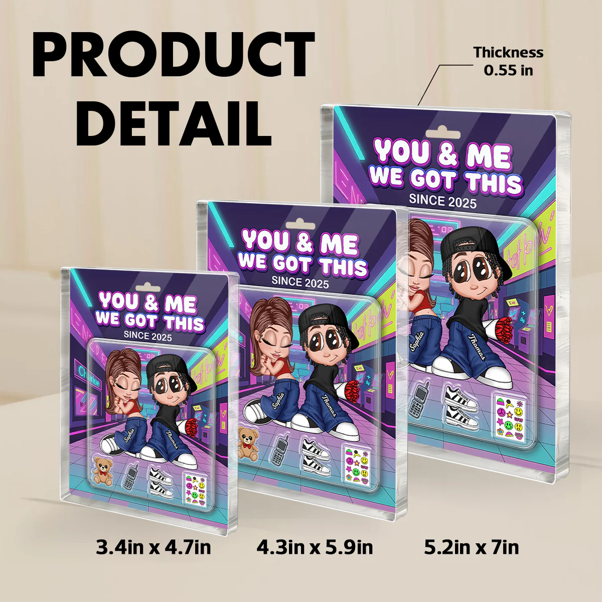 Y2K Couple Action Figure - Personalized Acrylic Block Plaque - Sentimental Valentine's Day Gift for him, for her - Image 11