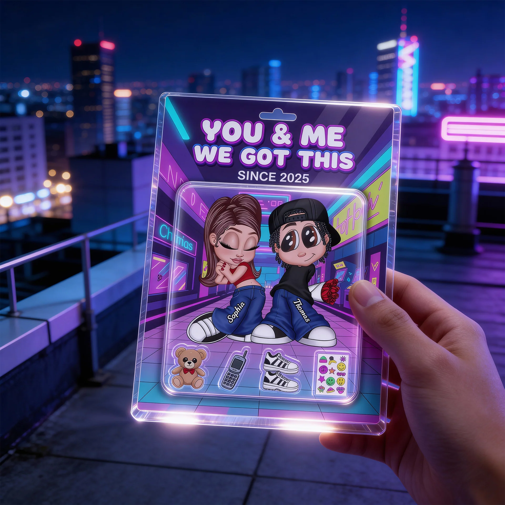 Y2K Couple Action Figure - Personalized Acrylic Block Plaque - Sentimental Valentine's Day Gift for him, for her - Image 2