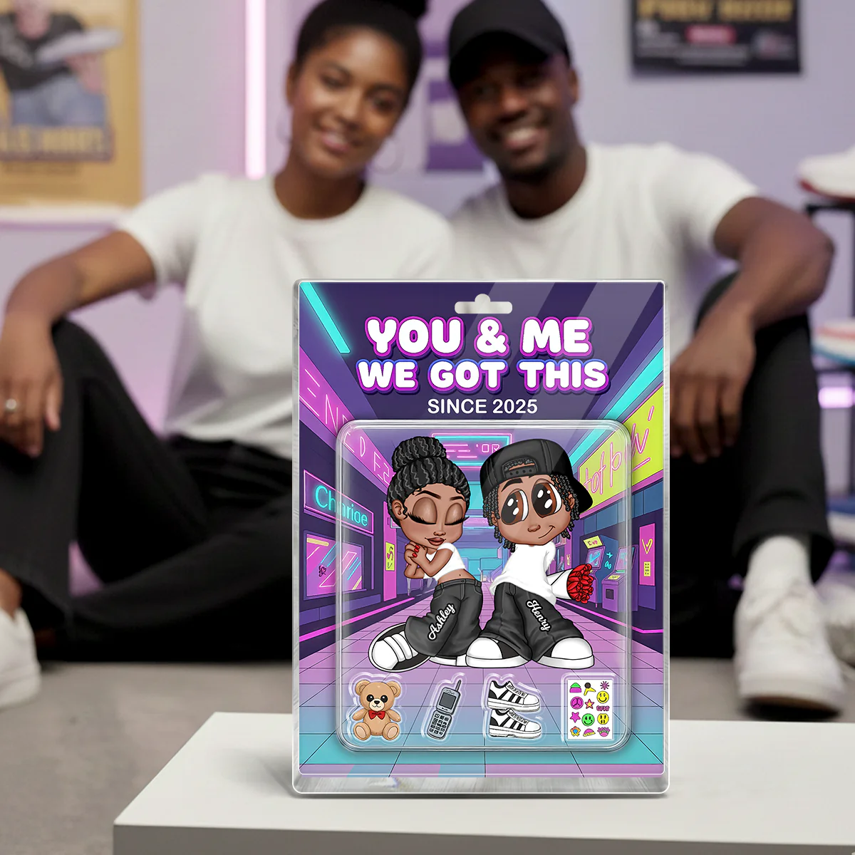 Y2K Couple Action Figure - Personalized Acrylic Block Plaque - Sentimental Valentine's Day Gift for him, for her - Image 5