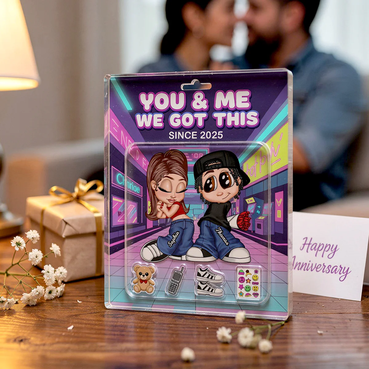 Y2K Couple Action Figure - Personalized Acrylic Block Plaque - Sentimental Valentine's Day Gift for him, for her - Image 6