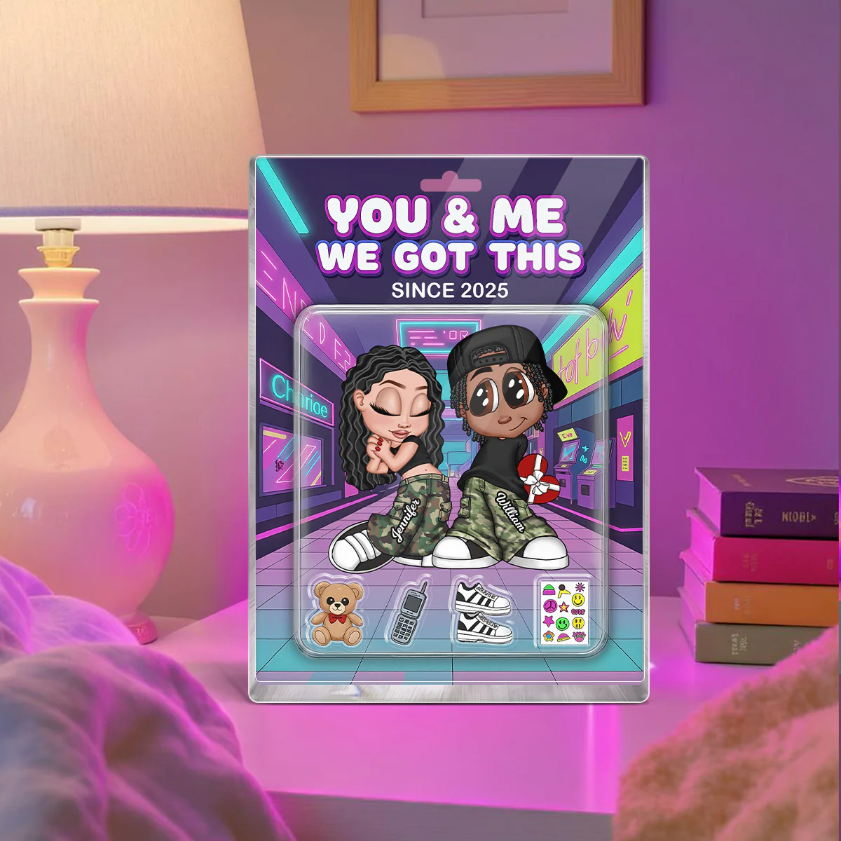 Y2K Couple Action Figure - Personalized Acrylic Block Plaque - Sentimental Valentine's Day Gift for him, for her - Image 8