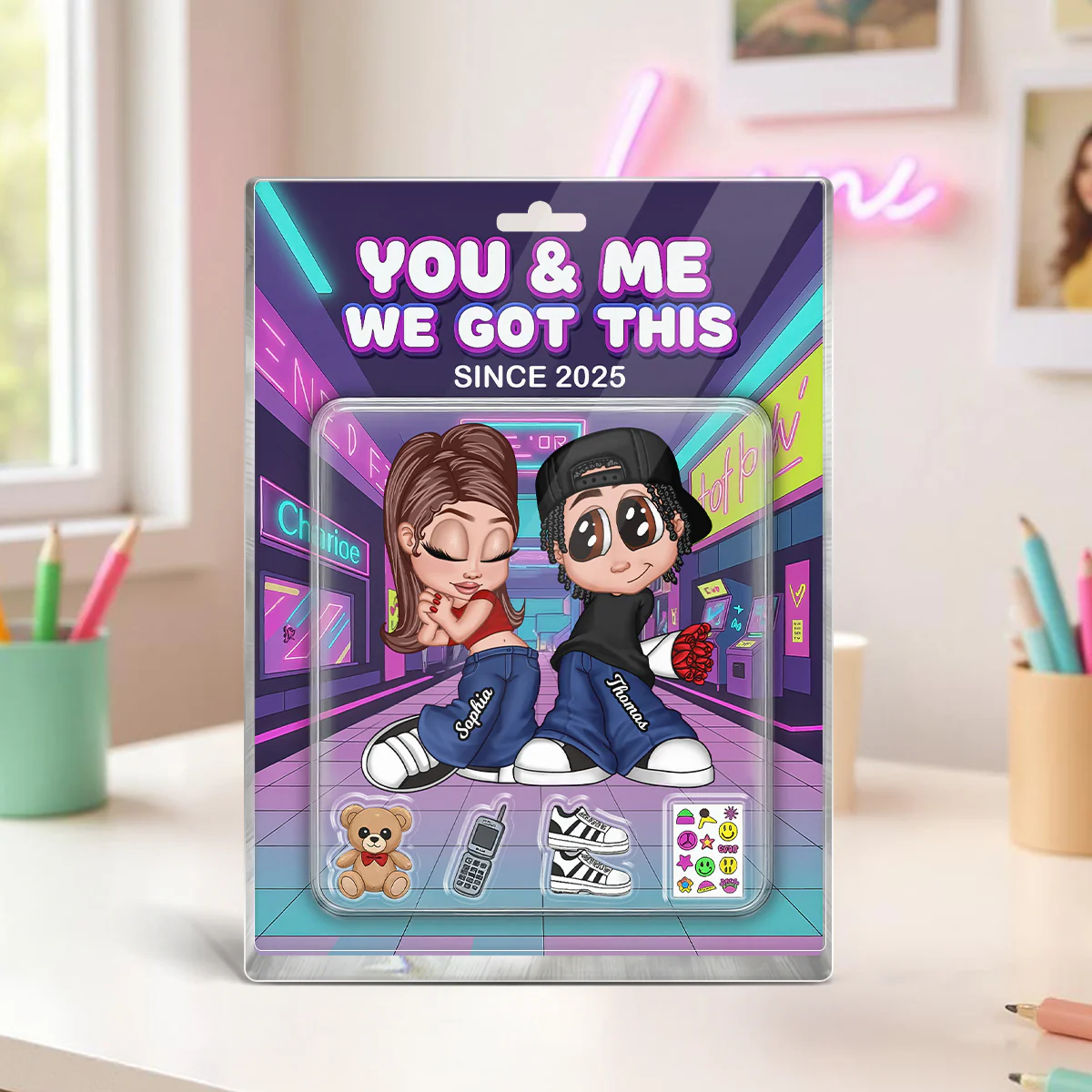 Y2K Couple Action Figure - Personalized Acrylic Block Plaque - Sentimental Valentine's Day Gift for him, for her - Image 9