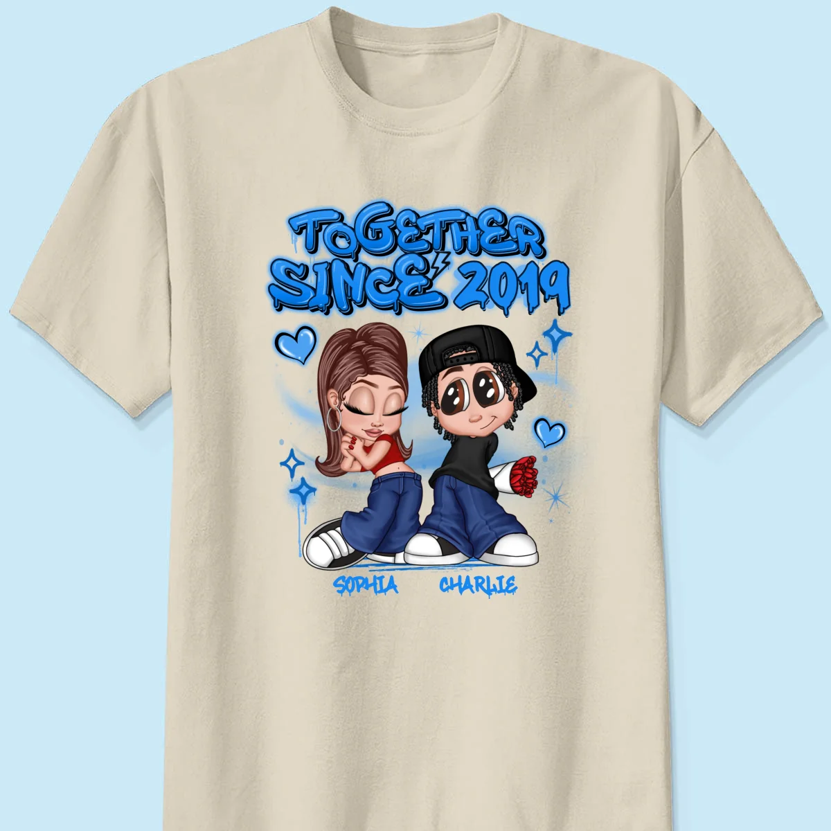 Y2K Couple Airbrushed - Personalized Shirt - Unique Valentine's Day Gift For Him, Gift For Her - Image 11