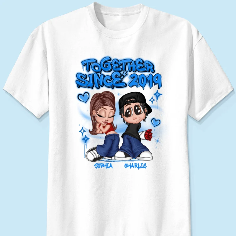 Y2K Couple Airbrushed - Personalized Shirt - Unique Valentine's Day Gift For Him, Gift For Her - Image 12
