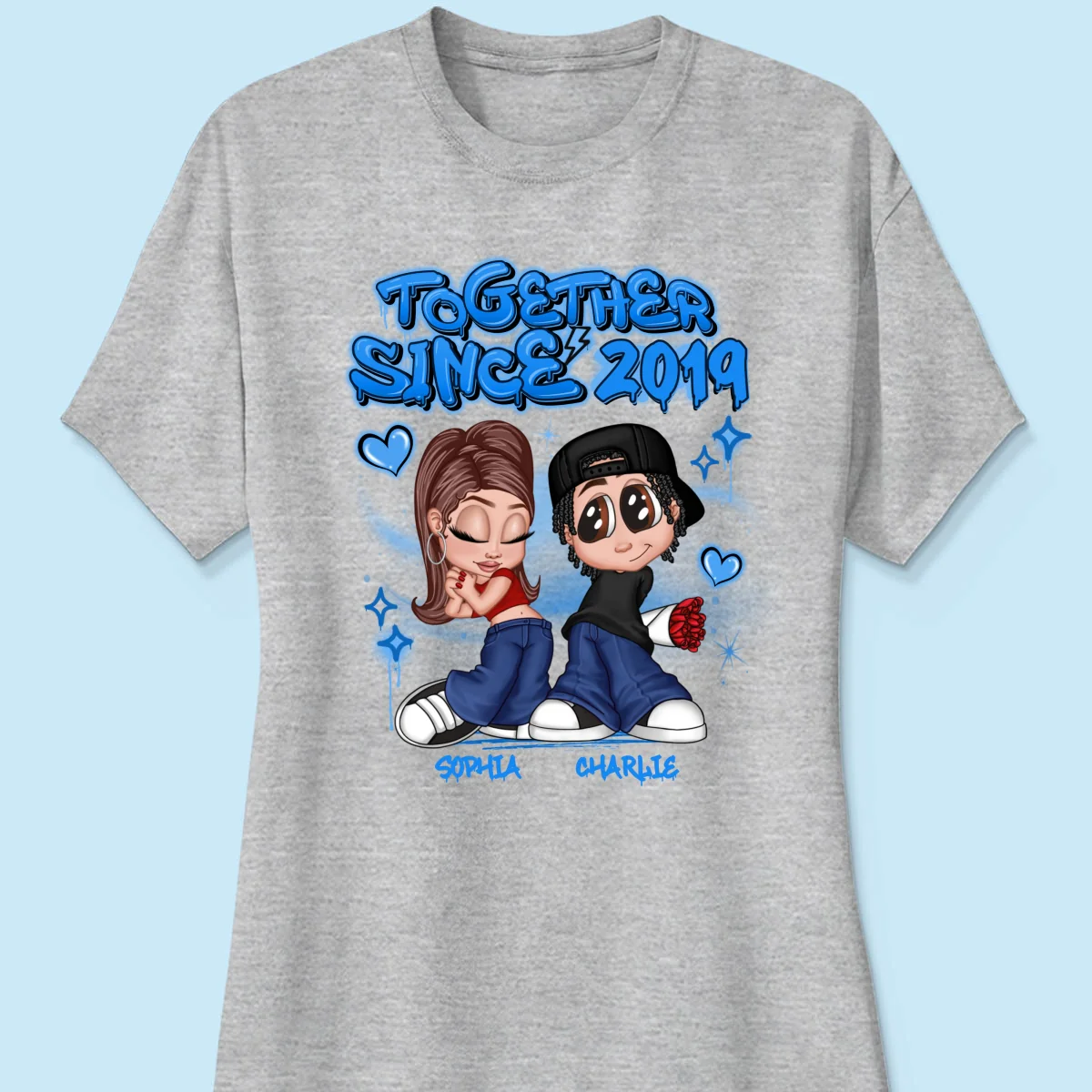 Y2K Couple Airbrushed - Personalized Shirt - Unique Valentine's Day Gift For Him, Gift For Her - Image 15