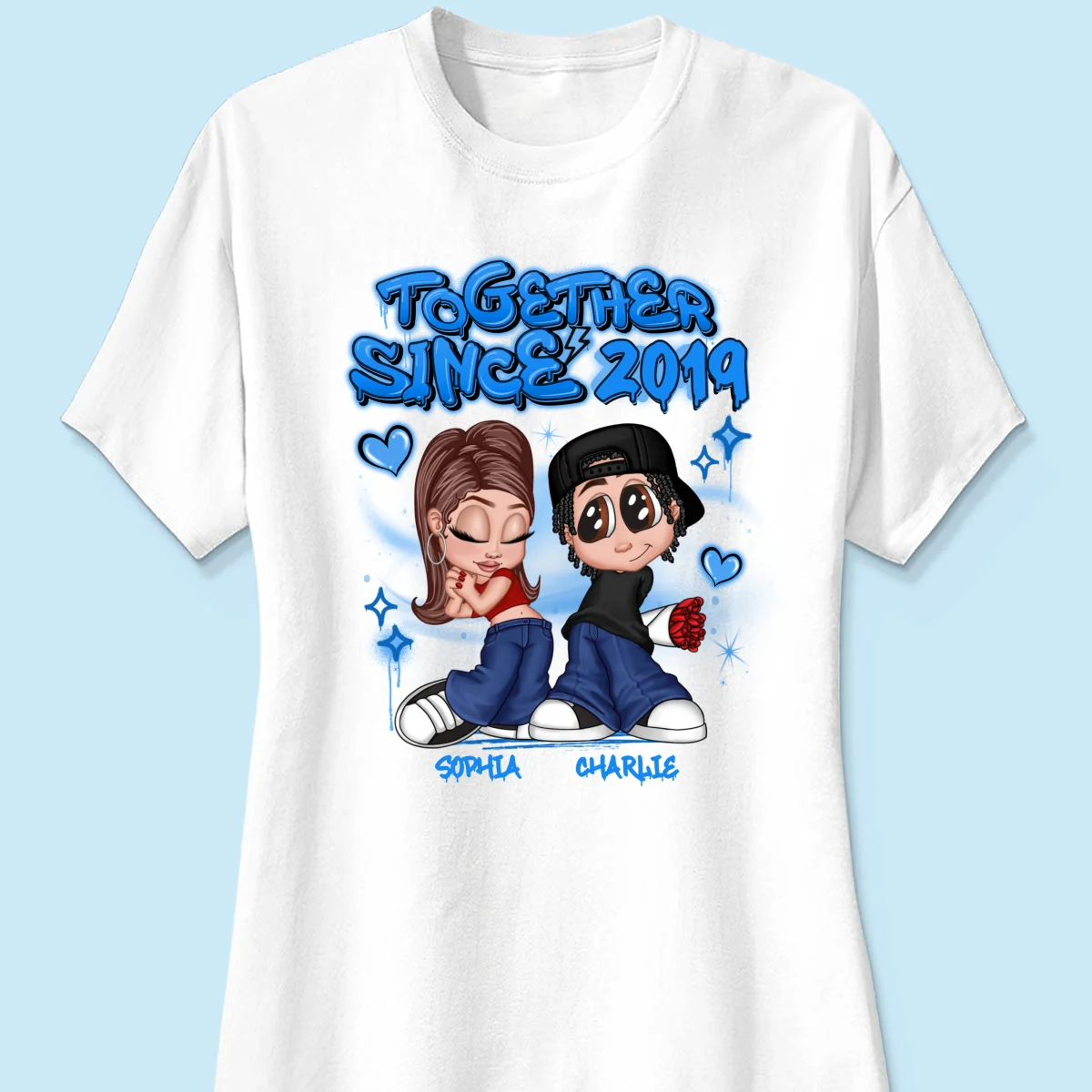 Y2K Couple Airbrushed - Personalized Shirt - Unique Valentine's Day Gift For Him, Gift For Her - Image 16