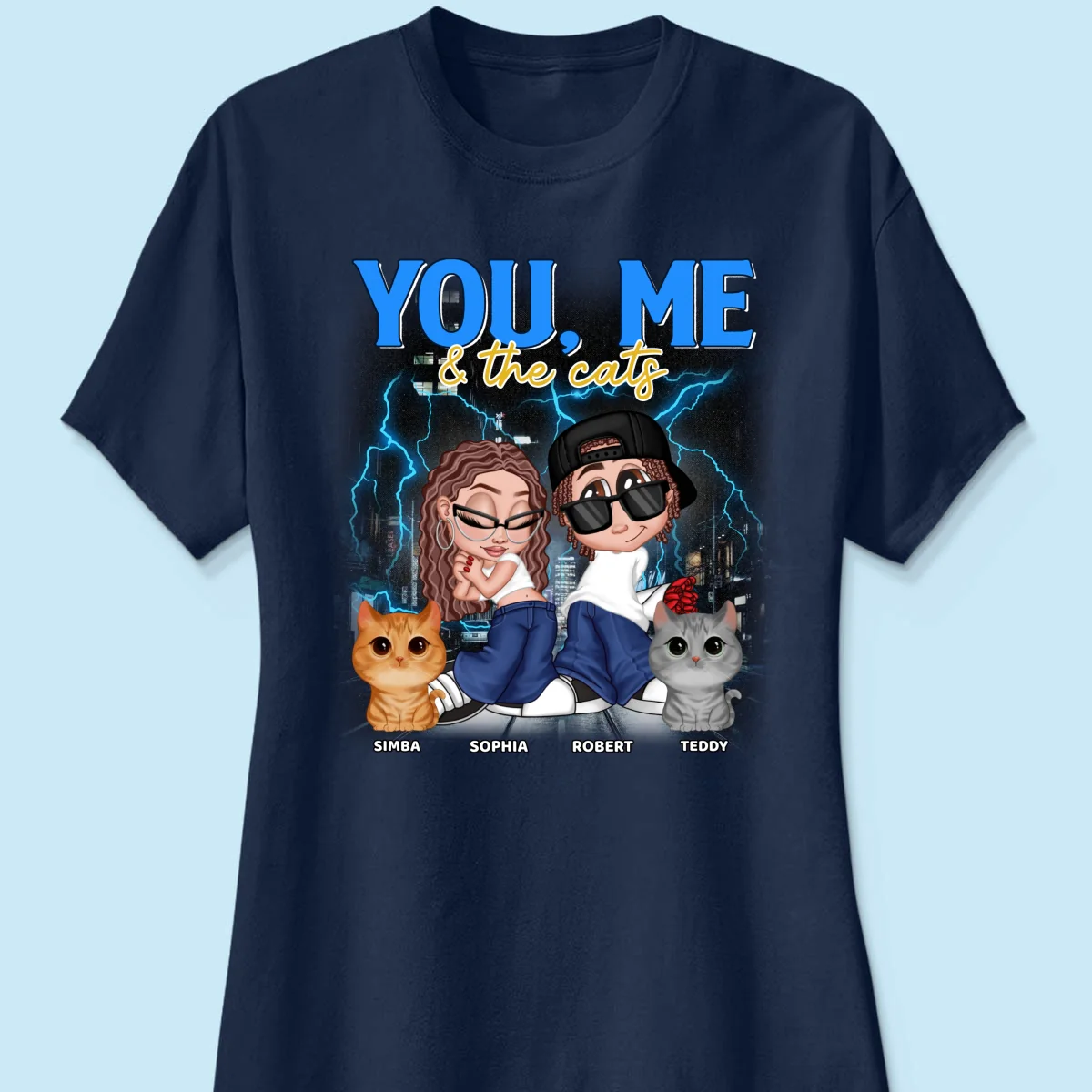 Y2K Couple And Cats Bootleg Personalized Shirt - Image 11