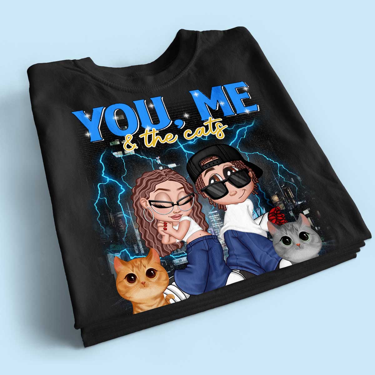 Y2K Couple And Cats Bootleg Personalized Shirt - Image 2