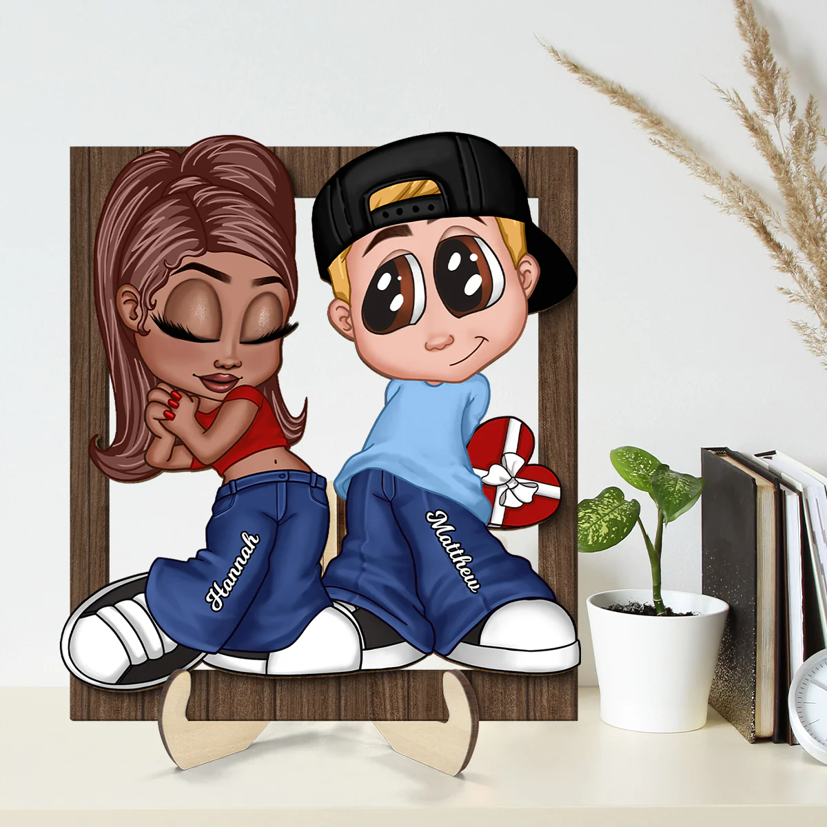Y2K Couple Frame Personalized 2-layer Wooden Plaque, Unique Valentine's Day Gift For Him, Gift For Her - Image 3