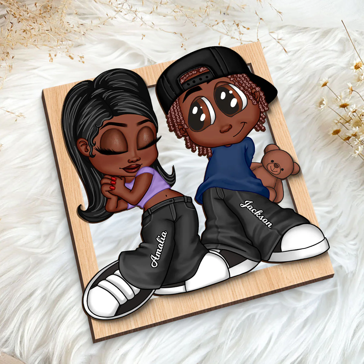 Y2K Couple Frame Personalized 2-layer Wooden Plaque, Unique Valentine's Day Gift For Him, Gift For Her - Image 4