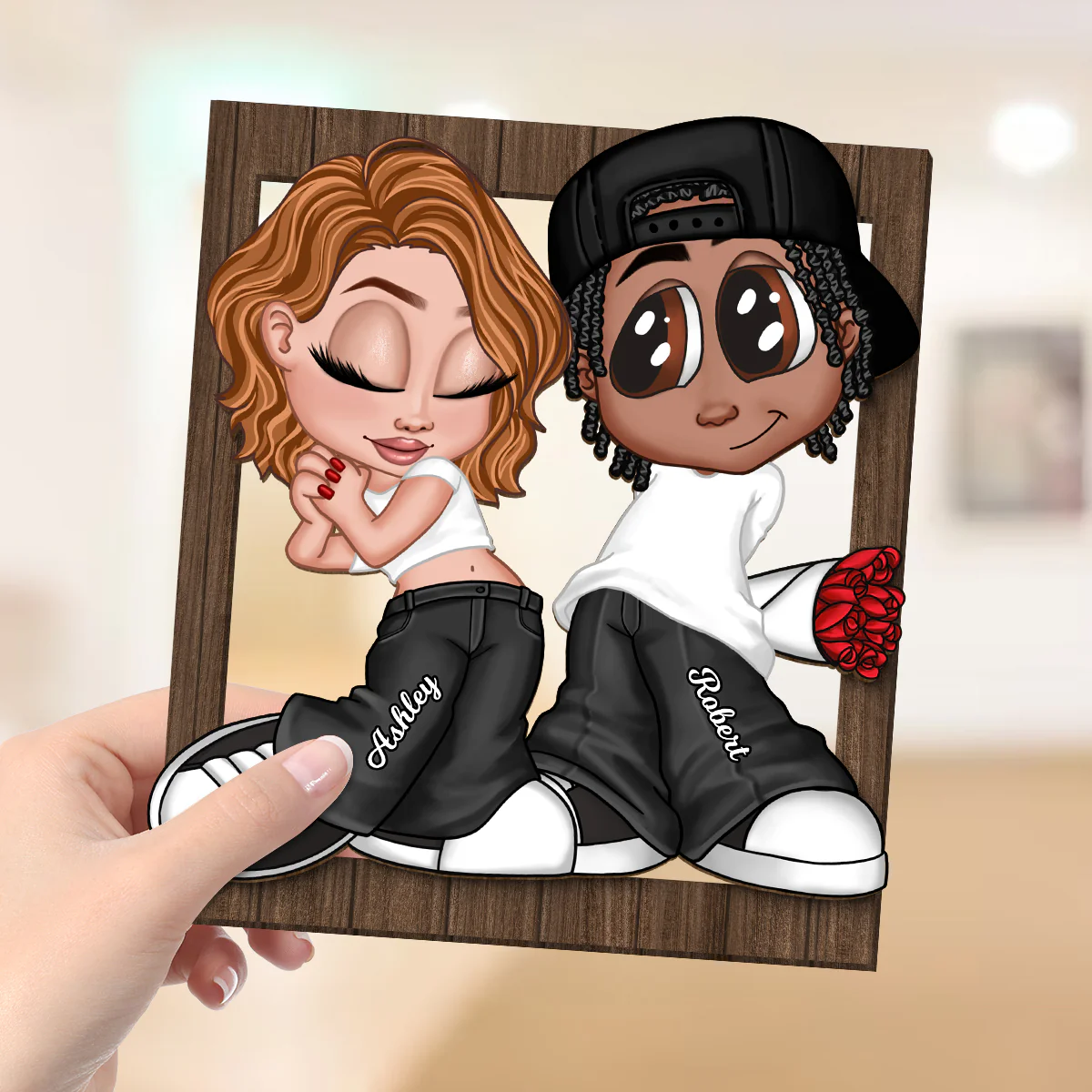 Y2K Couple Frame Personalized 2-layer Wooden Plaque, Unique Valentine's Day Gift For Him, Gift For Her - Image 5
