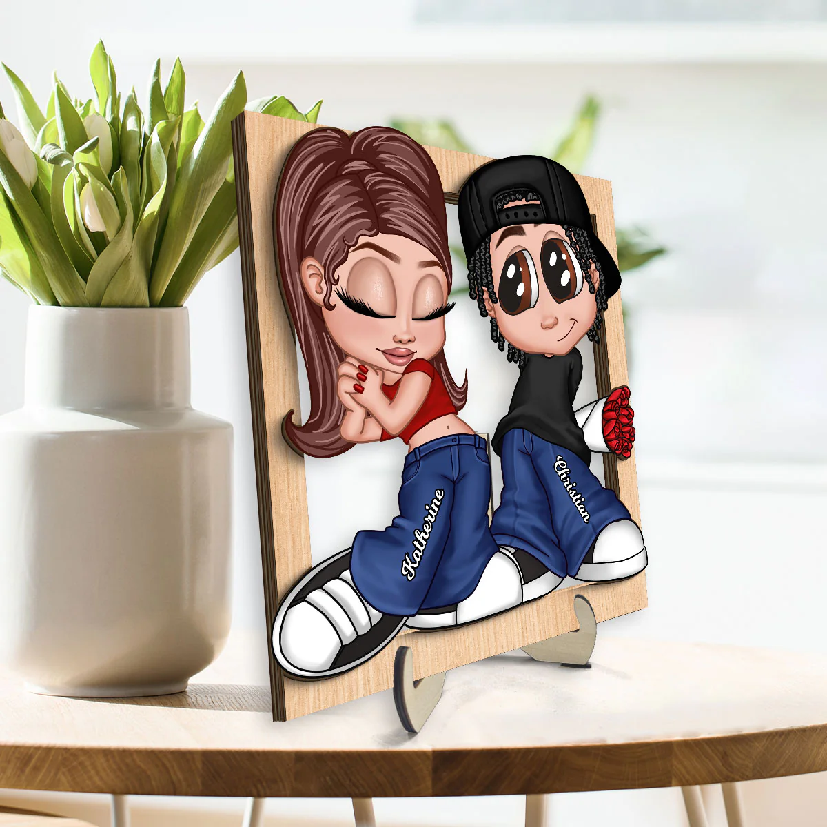 Y2K Couple Frame Personalized 2-layer Wooden Plaque, Unique Valentine's Day Gift For Him, Gift For Her - Image 6