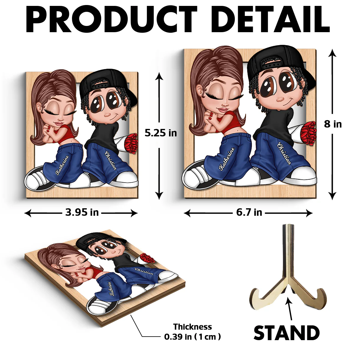 Y2K Couple Frame Personalized 2-layer Wooden Plaque, Unique Valentine's Day Gift For Him, Gift For Her - Image 7
