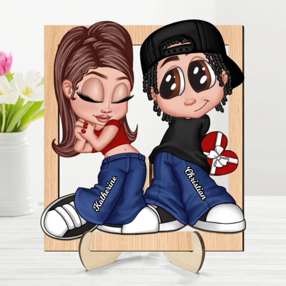 Y2K Couple Frame Personalized 2-layer Wooden Plaque, Unique Valentine's Day Gift For Him, Gift For Her - Image 9