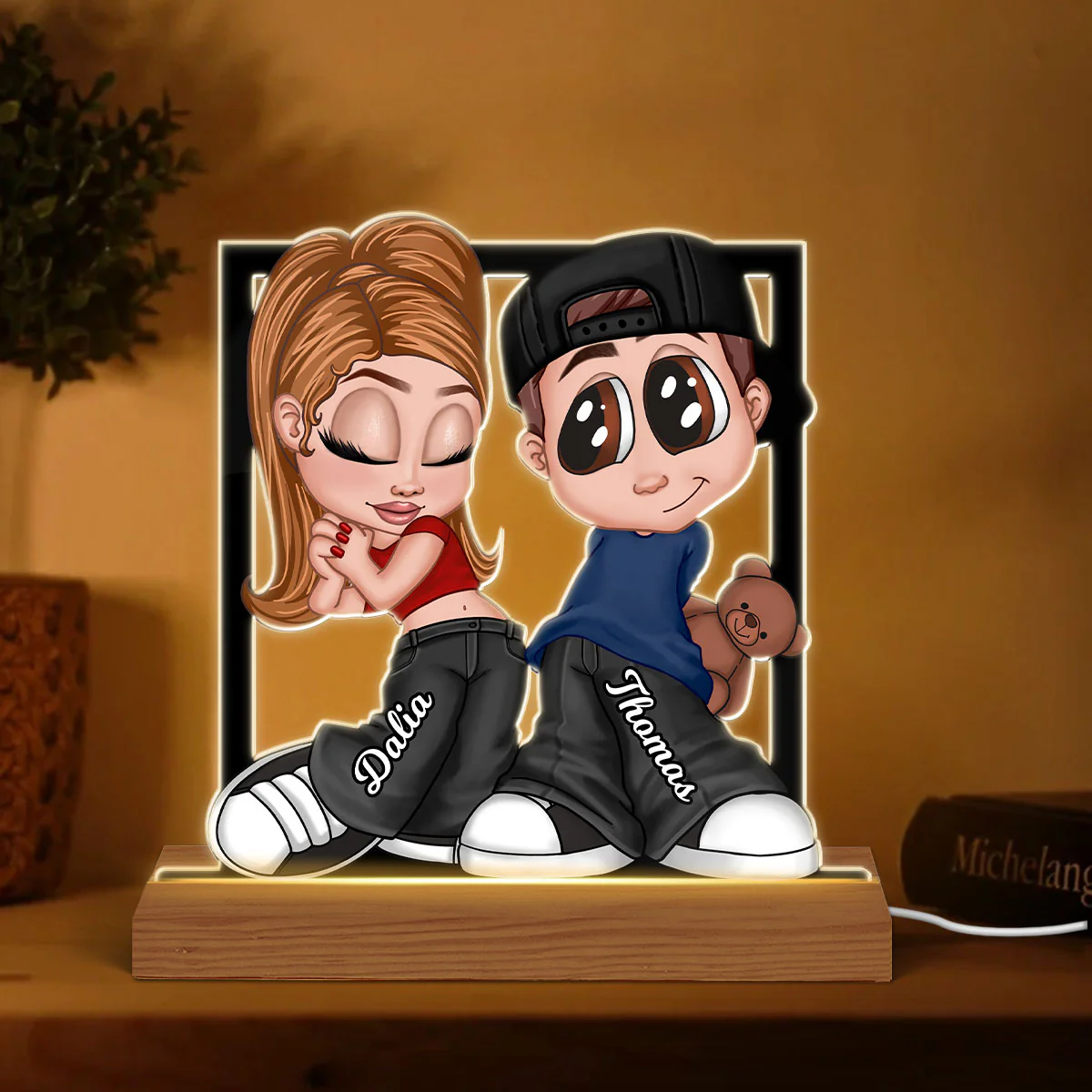 Y2K Couple Frame Personalized Acrylic LED Night Light, Gift Anniversary Gift for Him for Her - Image 2