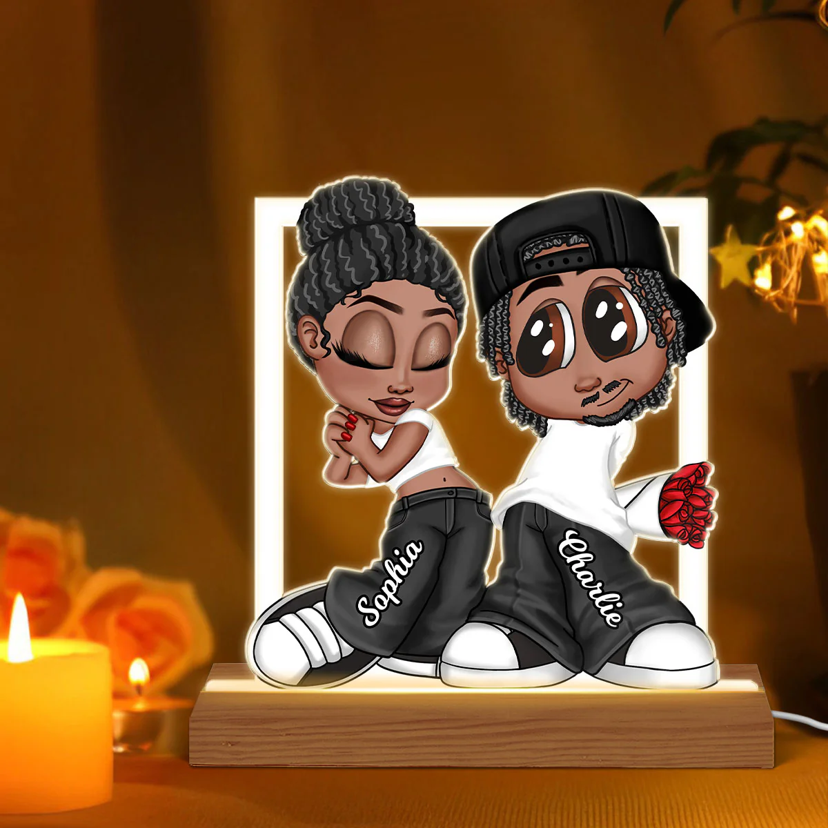 Y2K Couple Frame Personalized Acrylic LED Night Light, Gift Anniversary Gift for Him for Her - Image 3