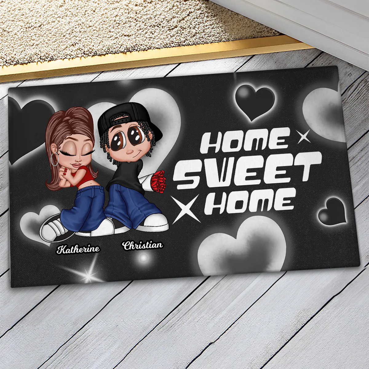 Y2K Couple Gift For Him For Her Personalized Doormat - Image 3