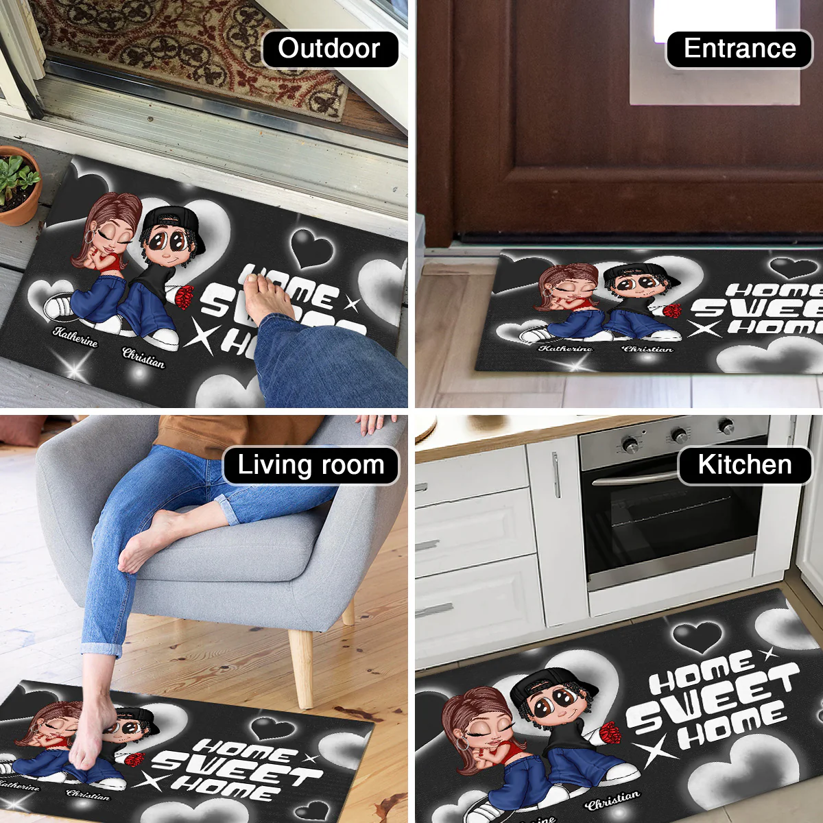 Y2K Couple Gift For Him For Her Personalized Doormat - Image 5