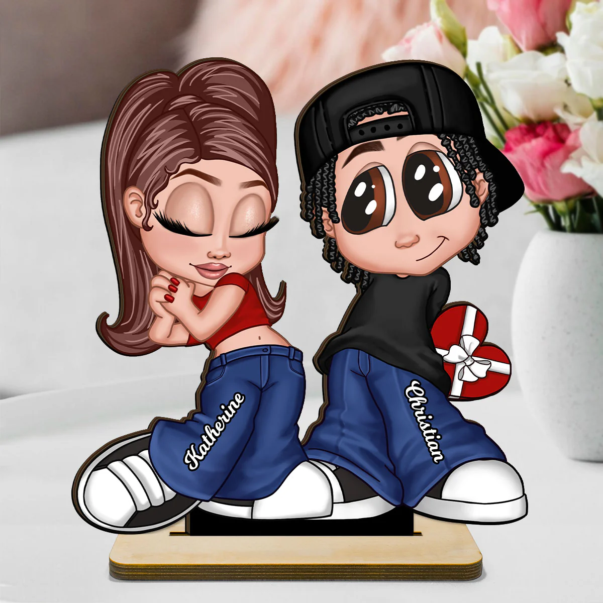 Y2K Couple Home Decor Gift For Him Gift For Her Personalized Standing Wooden Plaque - Image 3