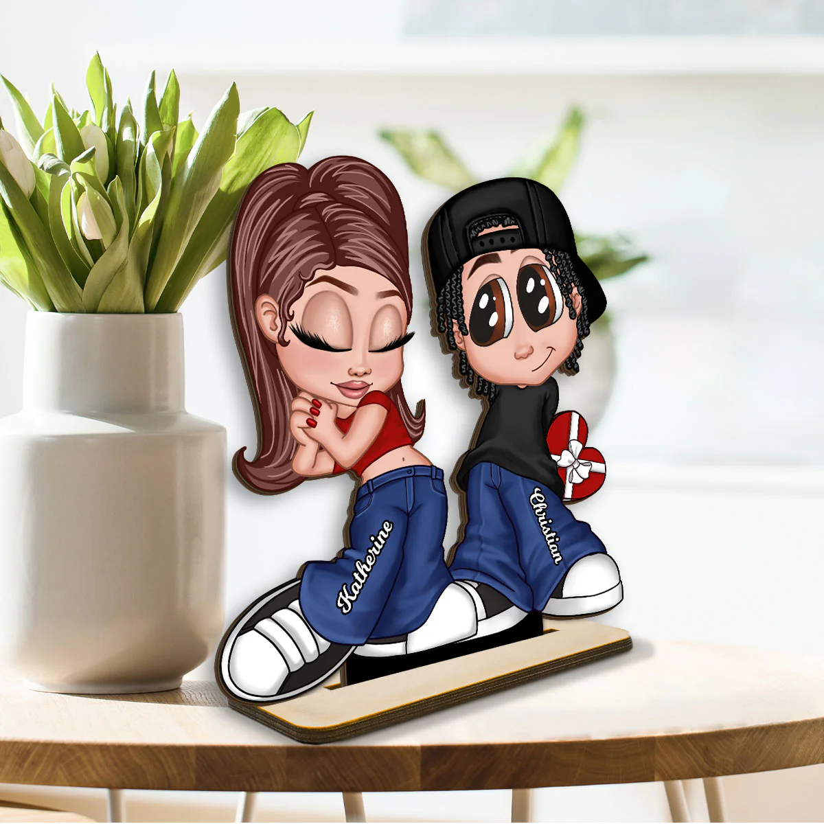 Y2K Couple Home Decor Gift For Him Gift For Her Personalized Standing Wooden Plaque - Image 4