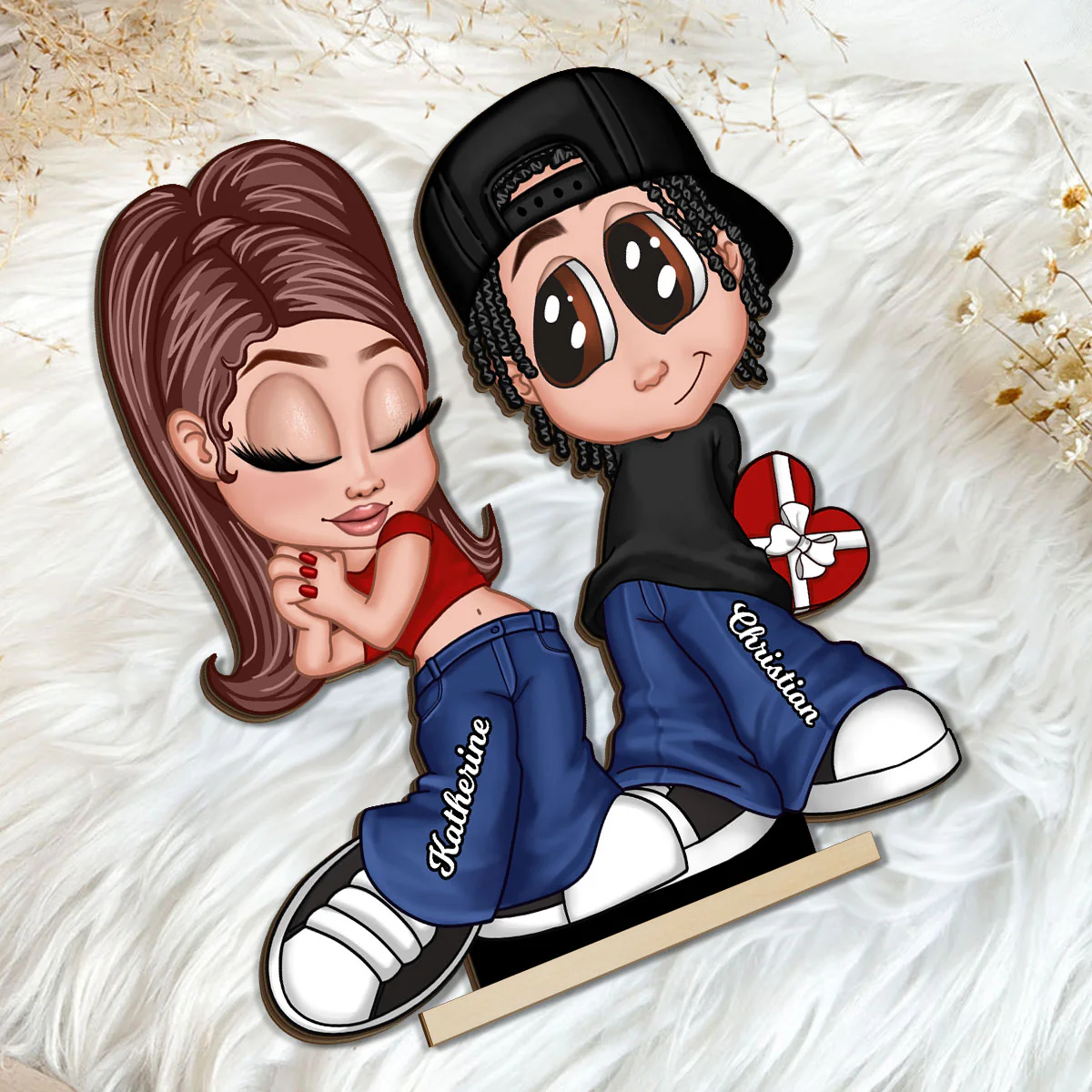 Y2K Couple Home Decor Gift For Him Gift For Her Personalized Standing Wooden Plaque - Image 6