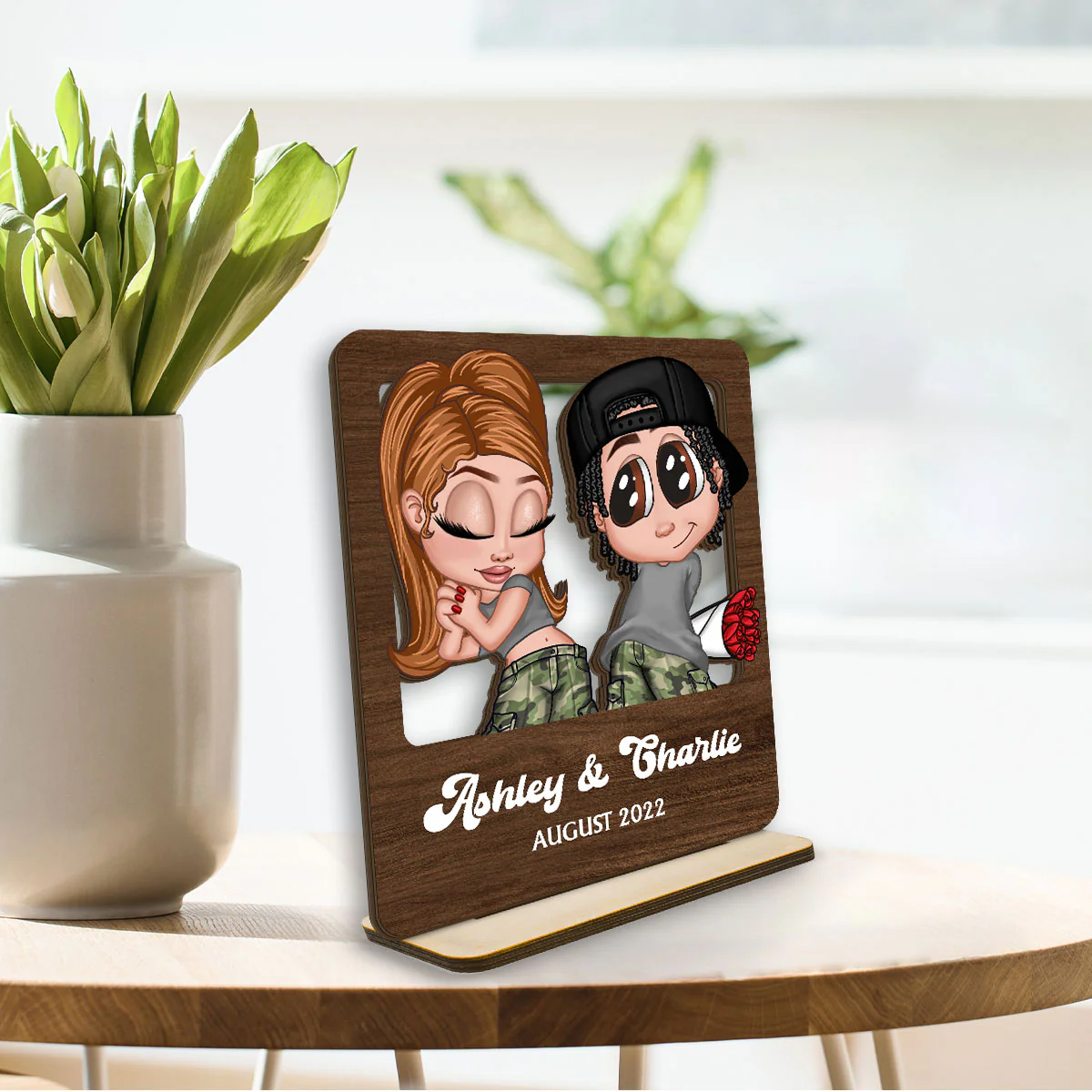 Y2K Couple Inside Frame Personalized Standing Wooden Plaque, Valentines Day Gift, Anniversay Gift for Couples - Image 5