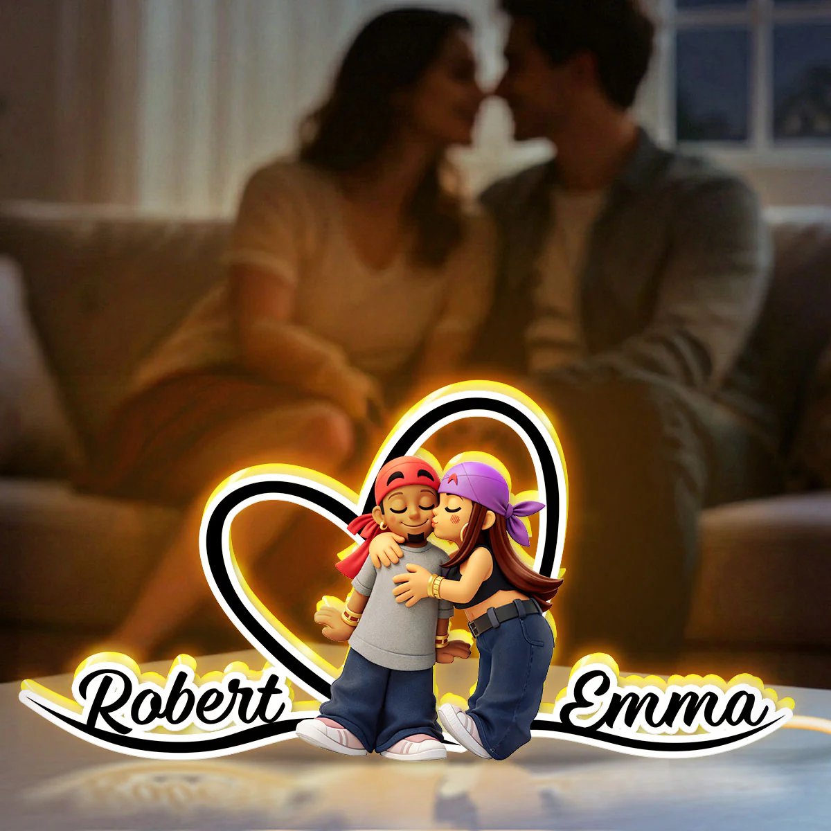 Y2K Couple Kissing - Personalized Light Box - Gift for Couple, for Him, for Her - Image 2