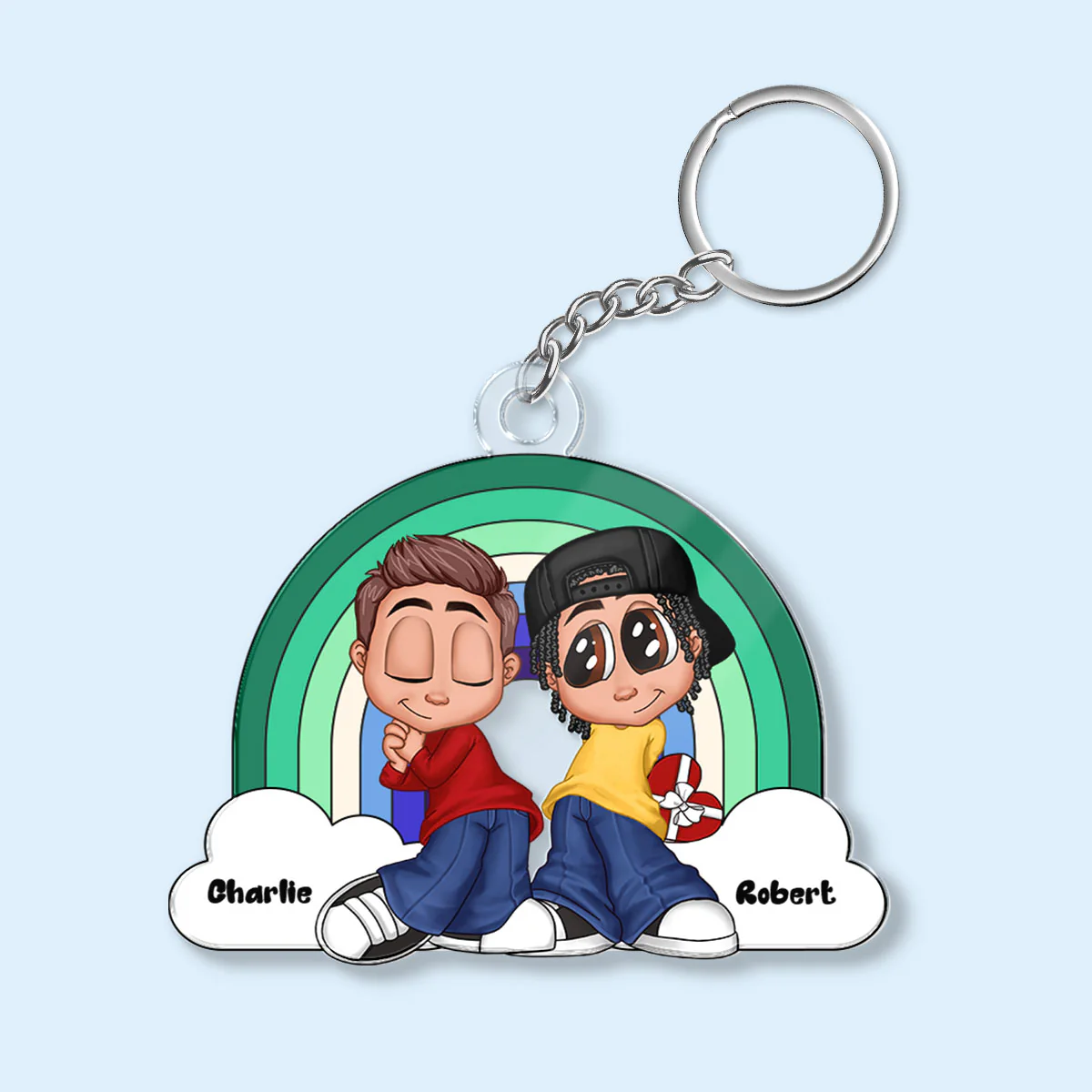 Y2K Couple LGBT Rainbow Personalized Acrylic Keychain - Image 3