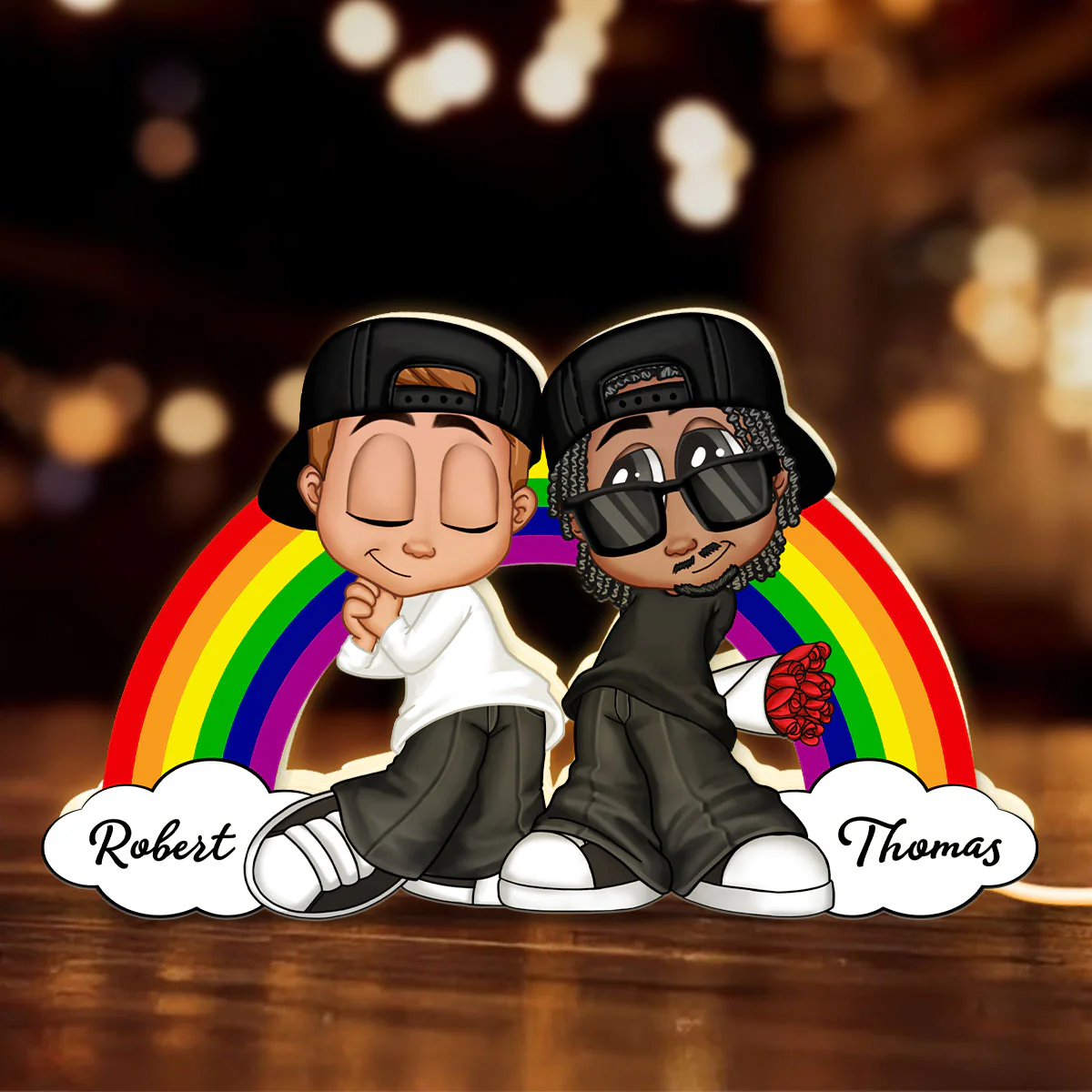 Y2K Couple LGBT Rainbow Personalized Light Box, Gift for Him for Her, Pride Month - Image 2