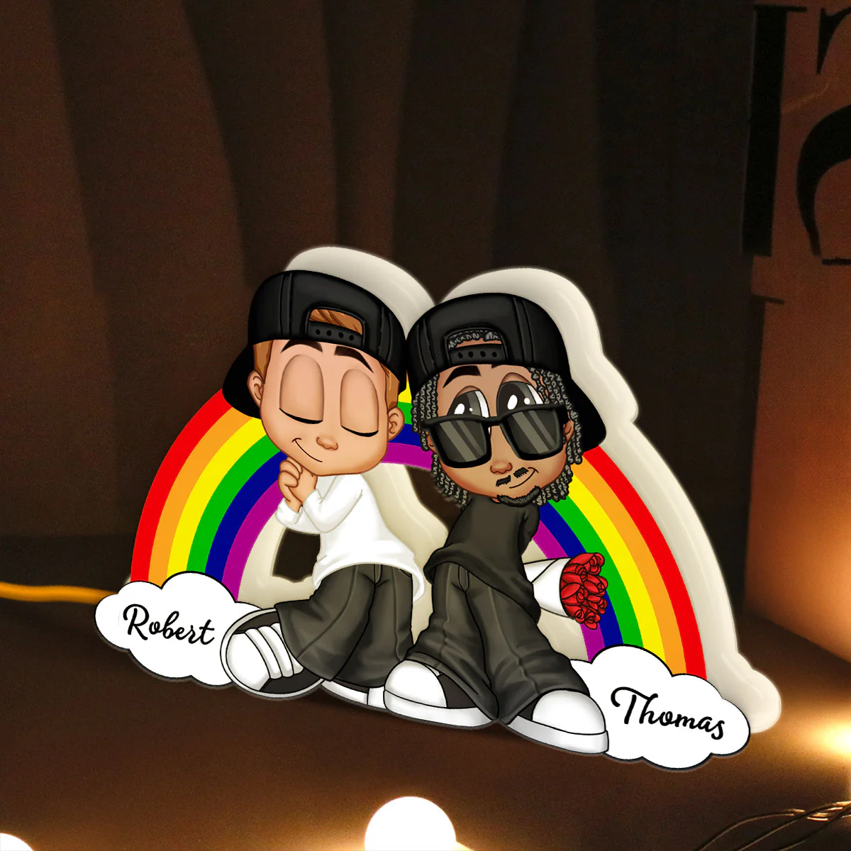 Y2K Couple LGBT Rainbow Personalized Light Box, Gift for Him for Her, Pride Month - Image 4