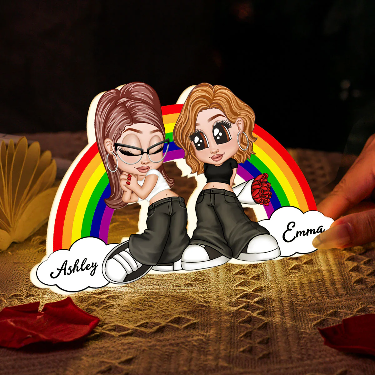 Y2K Couple LGBT Rainbow Personalized Light Box, Gift for Him for Her, Pride Month - Image 5