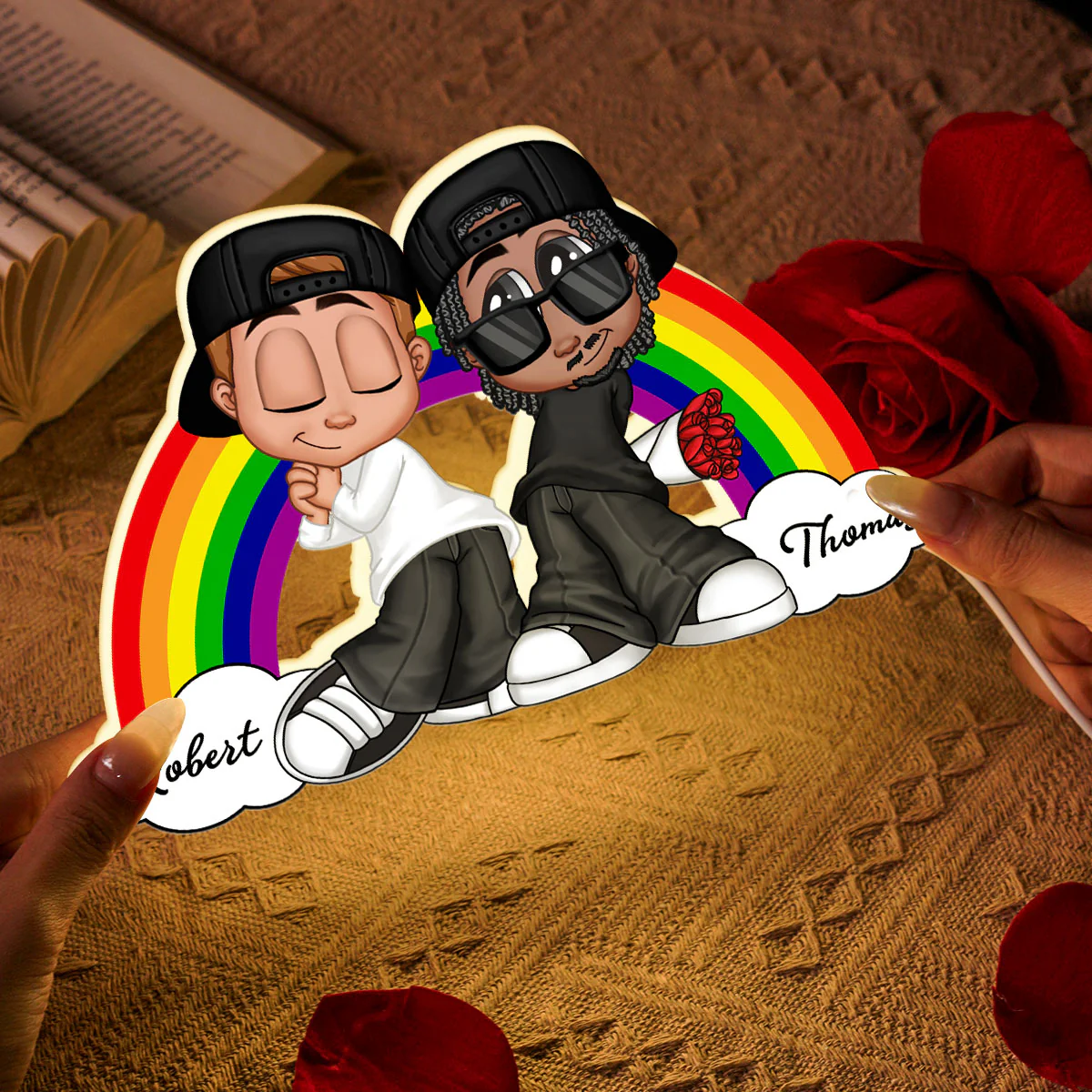 Y2K Couple LGBT Rainbow Personalized Light Box, Gift for Him for Her, Pride Month - Image 6