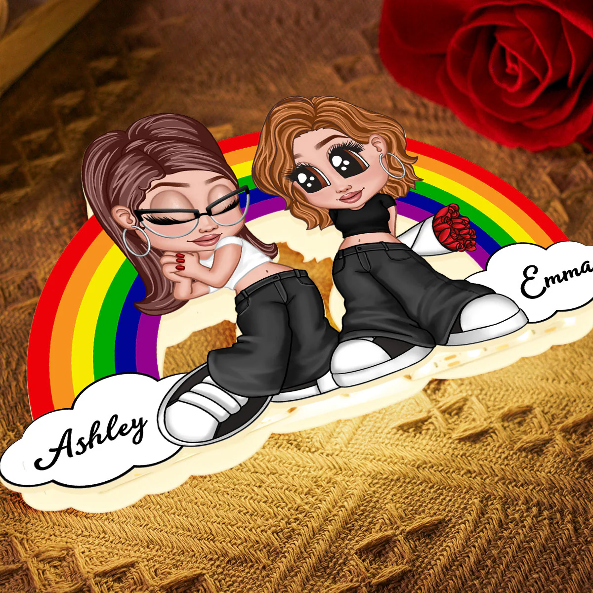 Y2K Couple LGBT Rainbow Personalized Light Box, Gift for Him for Her, Pride Month - Image 8