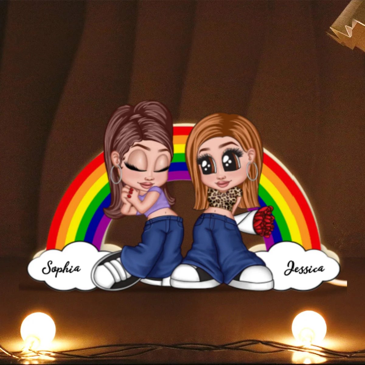 Y2K Couple LGBT Rainbow Personalized Light Box, Gift for Him for Her, Pride Month - Image 9