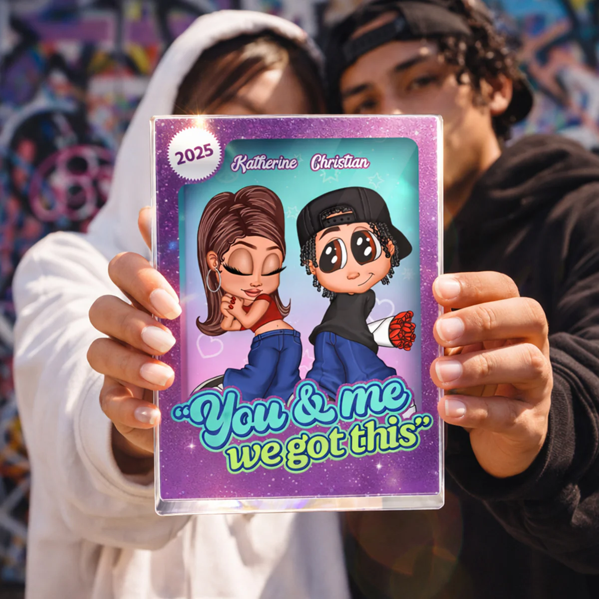 Y2K Couple Love Action Figure - Personalized Acrylic Block Plaque - Valentine's Day Gift for him, for her - Image 2
