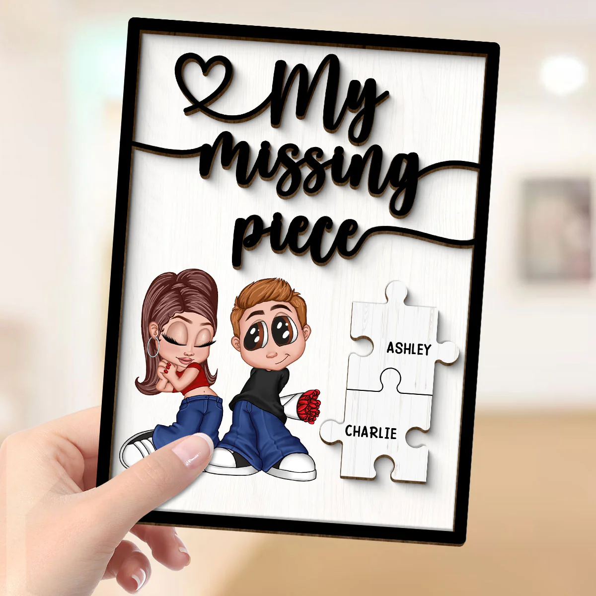 Y2K Couple My Missing Piece Personalized 2-layer Wooden Plaque, Gift For Him, For Her - Image 4